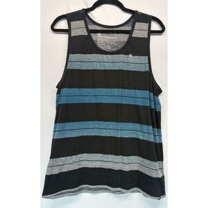 Hurley Mens Blue Striped Tank Top Size Large